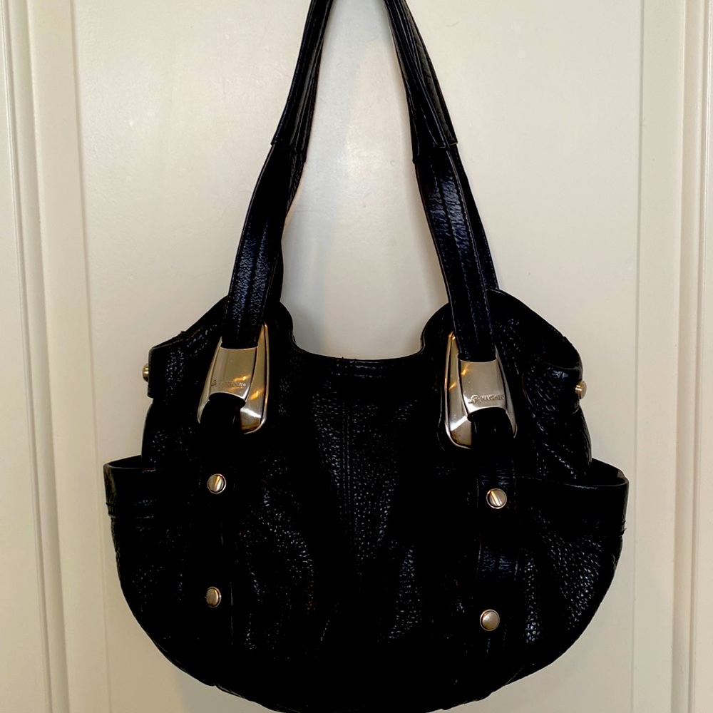 Black leather hobo